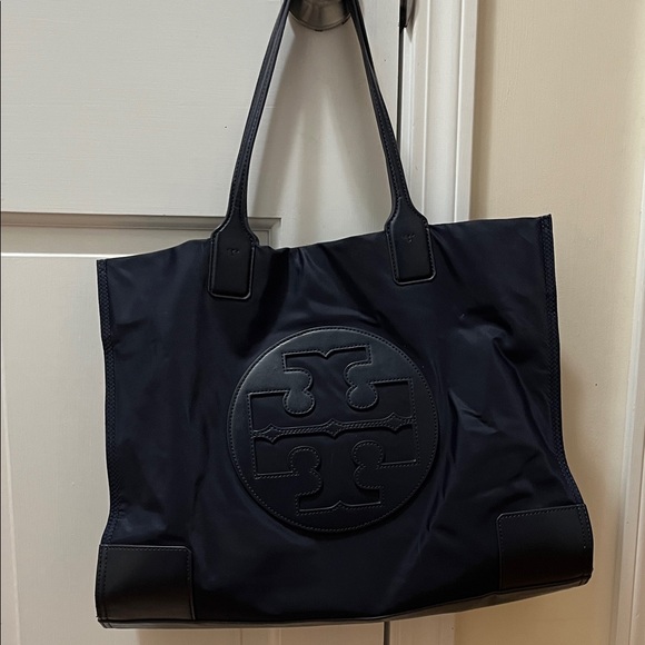 Tory Burch Large Navy Nylon and Leather Tote - Picture 2 of 16